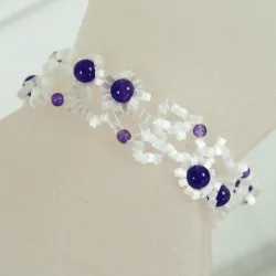 Bracelet M Silver 925 - Arabesque Amethyst-Satin white - Bracelet M Silver 925 - Argent 925